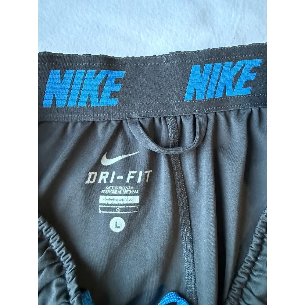 Nike Dri Fit Shorts Men L Gray Blue Vented Mesh Training Drawstring Breathable - Picture 12 of 16